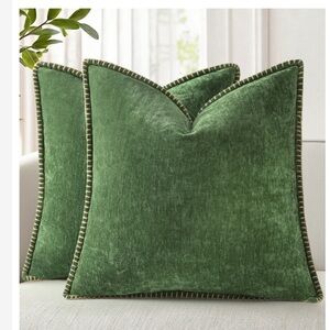 Green Velvet Chenille Accent Pillows-20x20” (2-pack)